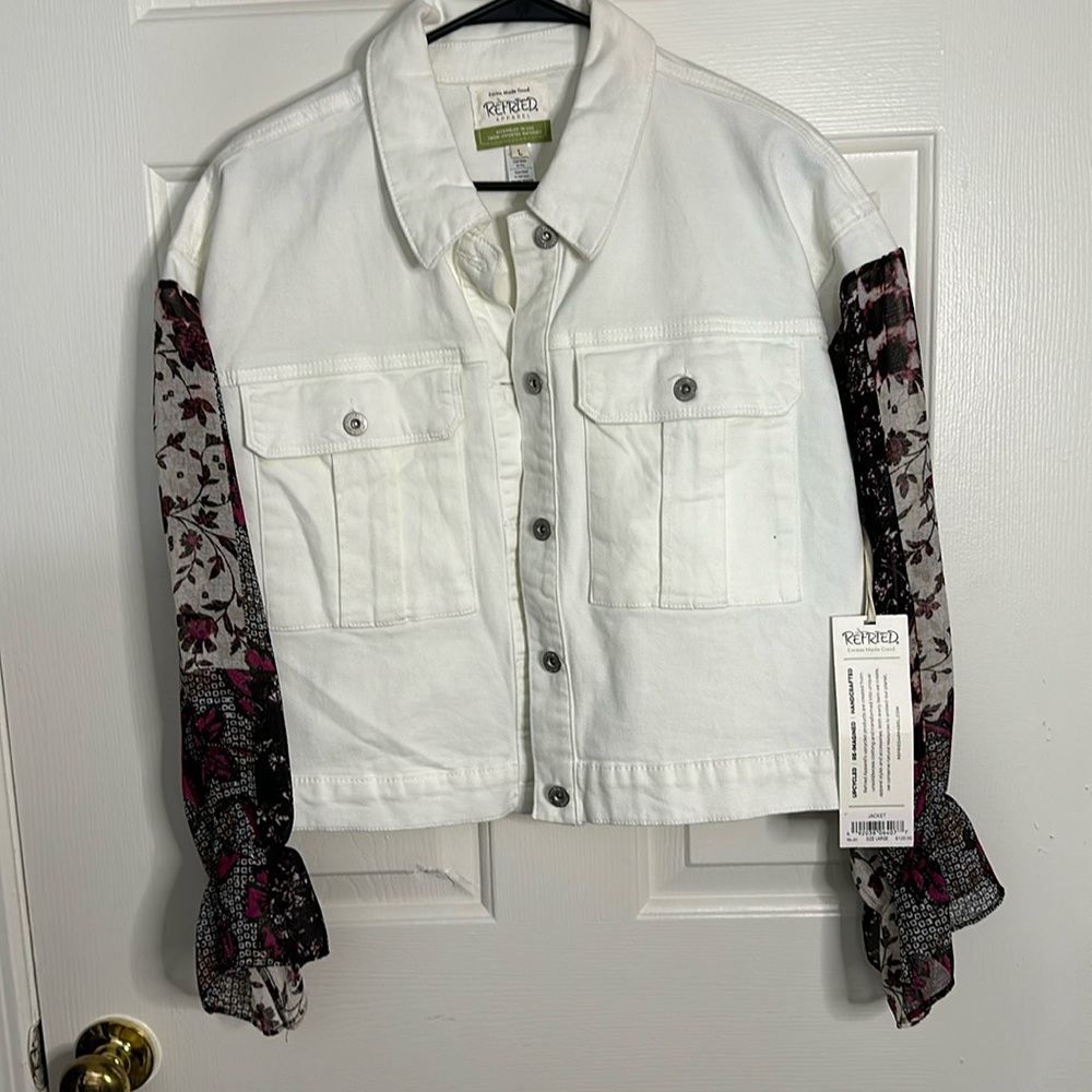 Refried apparel Jean jacket size large nwt